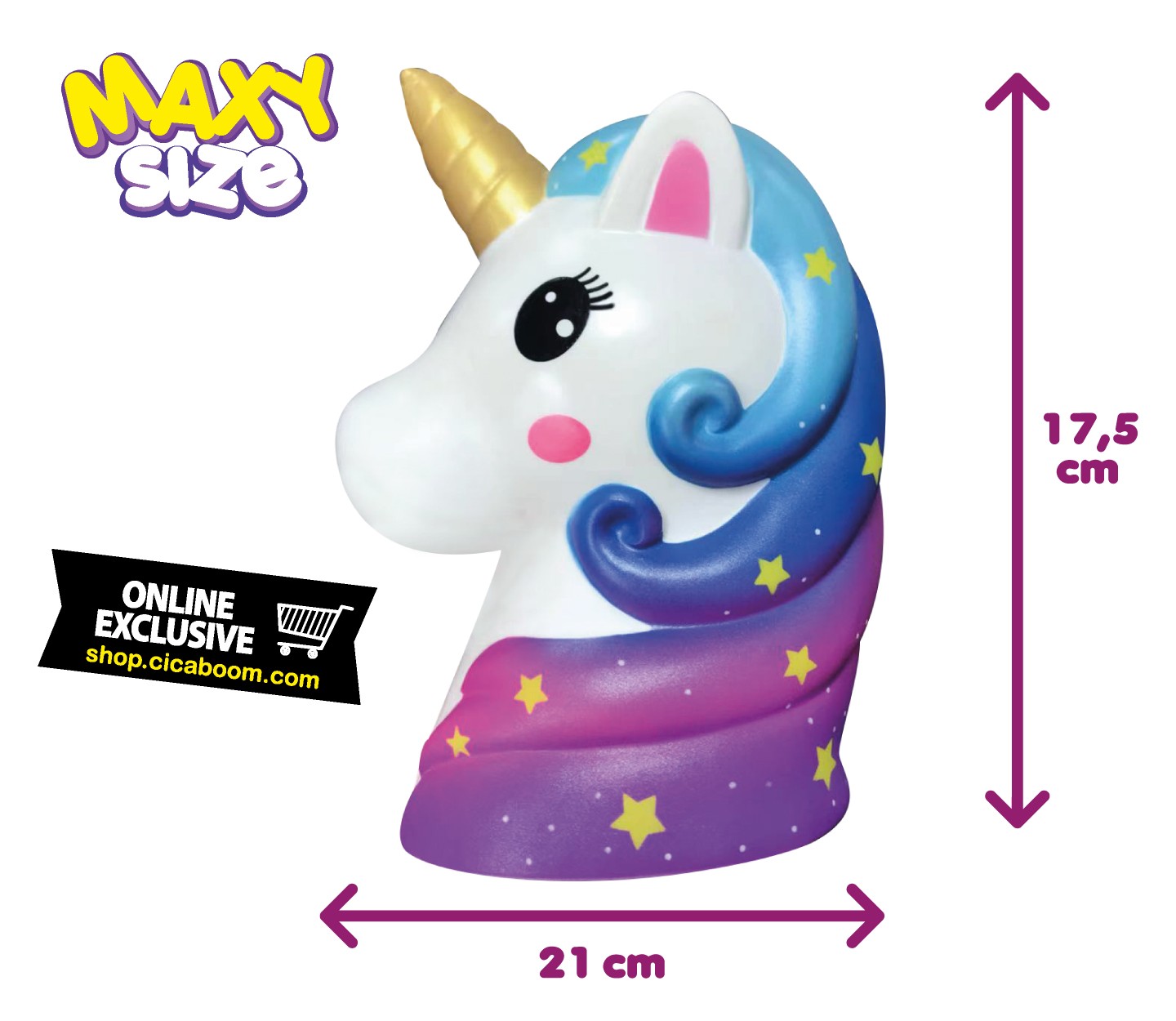 Pushy Pushy Squishy | Maxi Testa di Unicorno